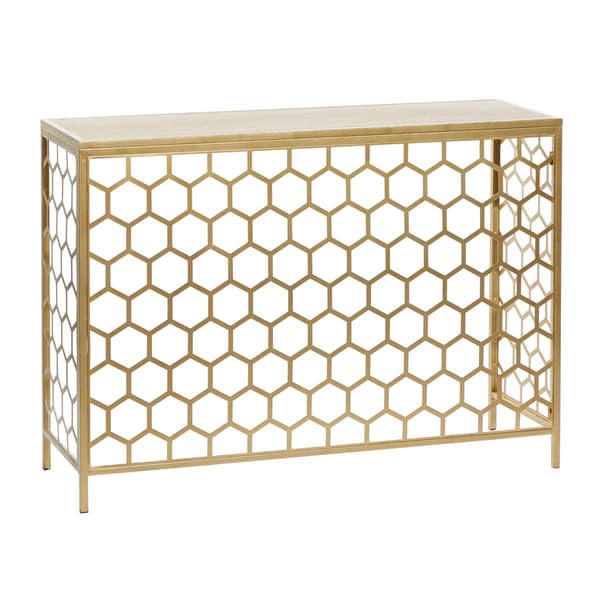 9th & Pike(R) Gold Metal Contemporary Console Table