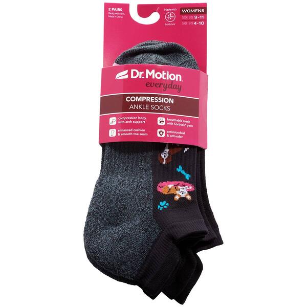 Womens Dr. Motion 2pk. Dogs Compression Ankle Socks - image 