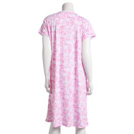 Womens Laura Ashley&#174; Short Sleeve Floral Henley Nightgown