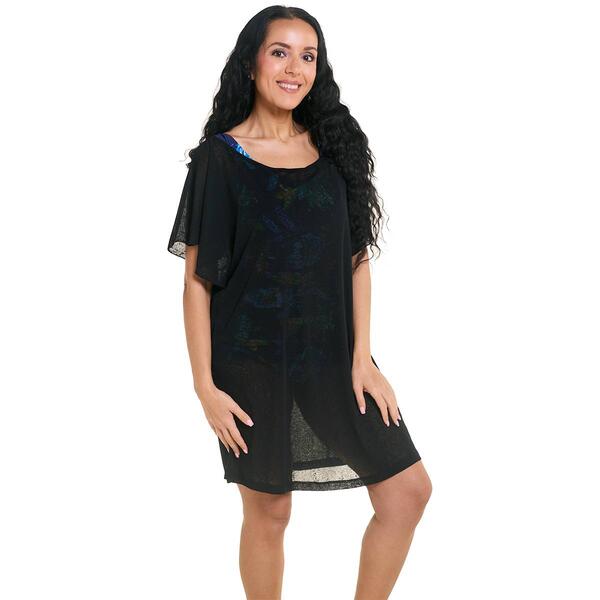 Plus Size Cover Me Onion Skin Ruffle Sleeve Tunic Cover-Up - image 