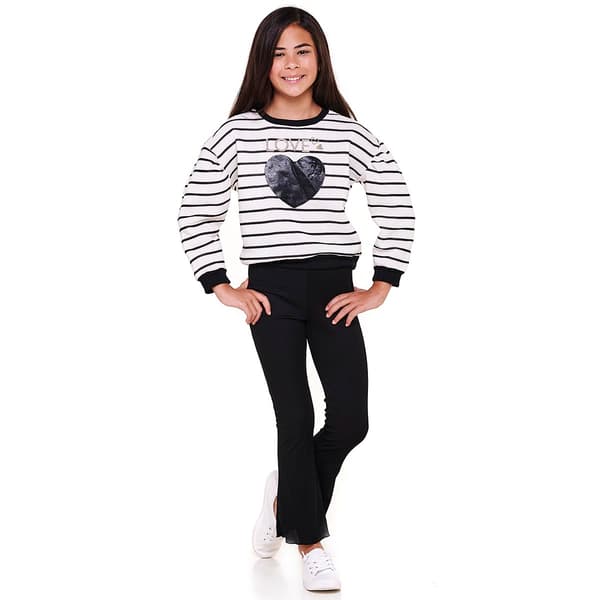 Girls &#40;7-12&#41; Derek Heart Stripe Sweatshirt & Flare Leggings Set - image 