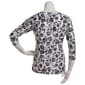 Petite Emily Daniels 3/4 Sleeve Stencil Floral Bar Neck Blouse - image 3