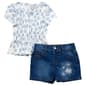 Girls (4-6x) Sweet Butterfly(R) Smocked Floral Top/Denim Short Set - image 1