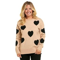 Womens Erika Long Sleeve Heart Intarsia Sweater