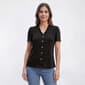 Womens Love Scarlet Short Sleeve Faux Button Blouse - image 1