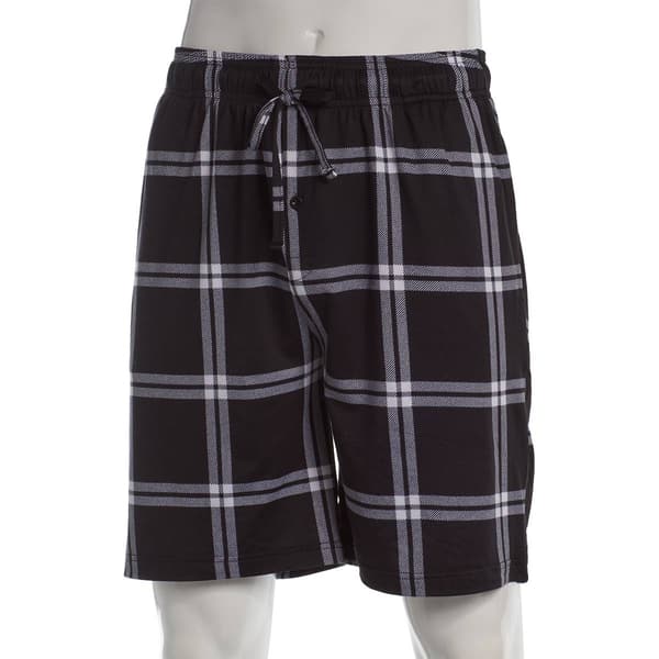 Mens Preswick & Moore(R) Plaid Drawstring Pajama Shorts - Black