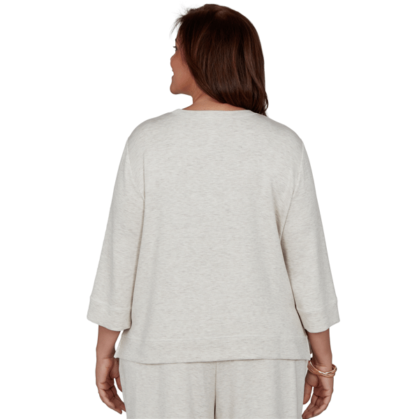 Plus Size Alfred Dunner Good To Go 3/4 Sleeve Stud Swirls Sweater