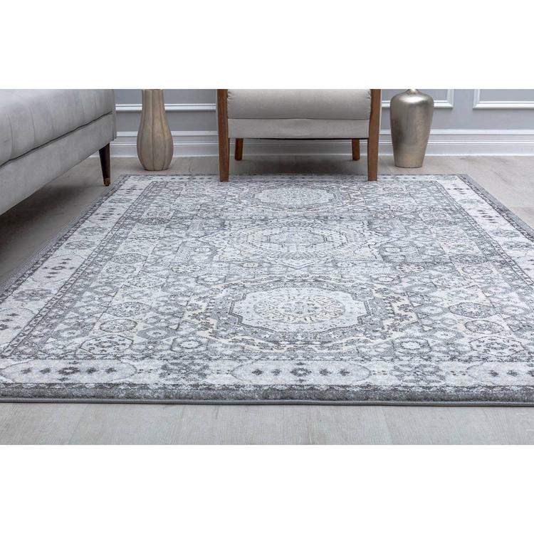 Rugs America™ Hailey Ice Cube Silver Abstract Vintage Area Rug