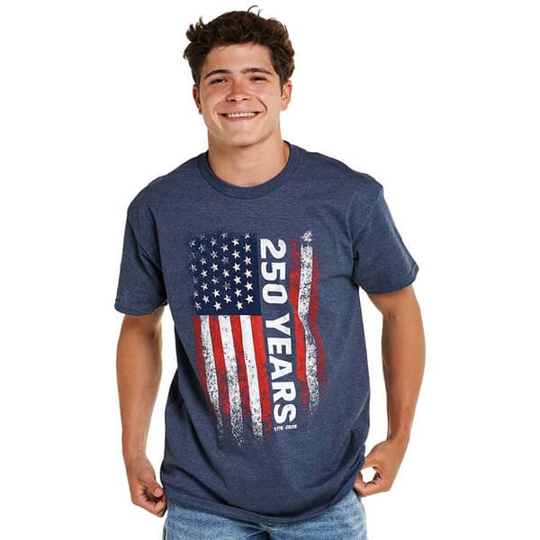 Mens Home of the Brave 250 Years American Flag Short Sleeve Tee - image 