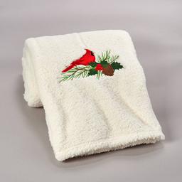 Mountain Ridge Holiday Cardinal Sherpa Throw