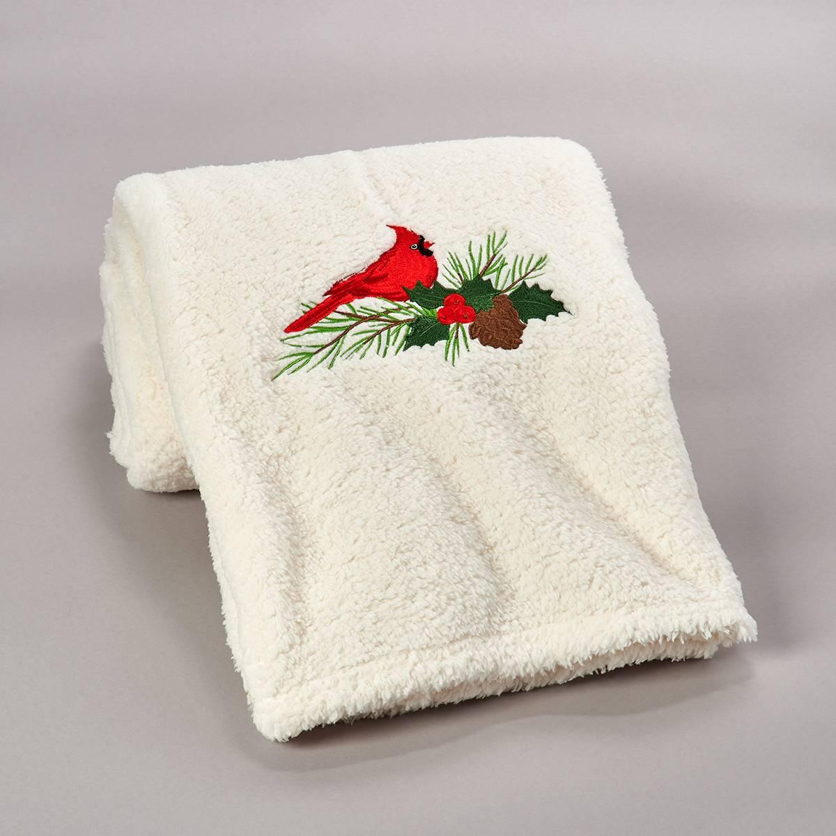 Mountain Ridge Holiday Cardinal Sherpa Throw