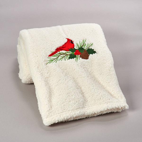 Mountain Ridge Holiday Cardinal Sherpa Throw