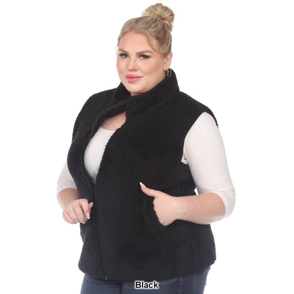 Plus Size White Mark Zip Up Sherpa Vest