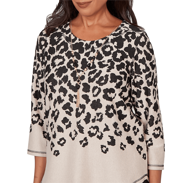 Womens Alfred Dunner Seville 3/4 Sleeve Leopard Blouse