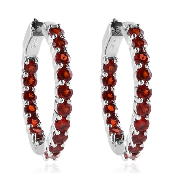 Gemstone Classics&#8482; Round Garnet Inside-Out Hoop Earrings