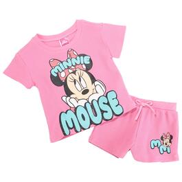Toddler Girl Disney&#40;R&#41; Minnie Mouse Top & Shorts Waffle Set