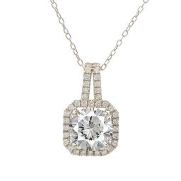 Sterling Silver Cubic Zirconia Cushion Pendant Necklace