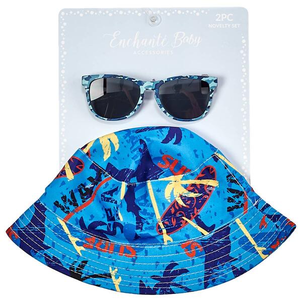 Toddler Boy Enchante Baby Palm Tree Sunhat w/ Sunglasses - image 