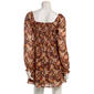 Juniors Jolt Long Sleeve Pebble Chiffon Velvet Trim Skater Dress - image 3