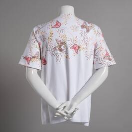 Womens Hasting & Smith Elbow Sleeve Placed Butterflies Tee