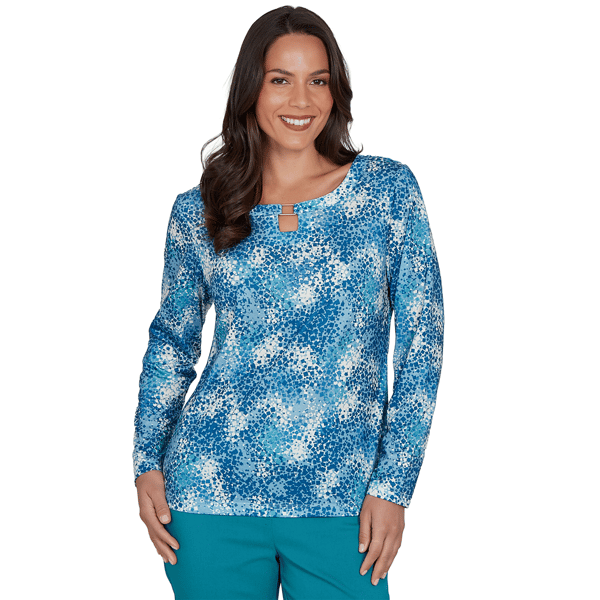 Womens Hearts of Palm Autumn Breeze 3/4 Sleeve Confetti Blouse - image 
