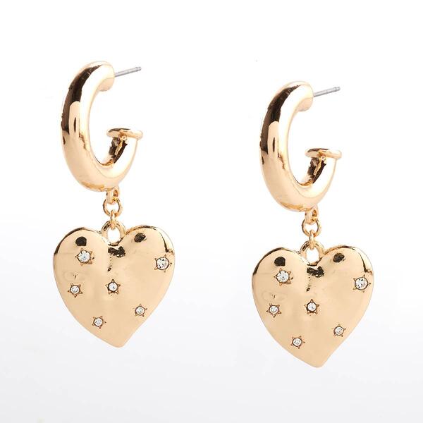 Ashley Gold-Tone Drop Heart Huggie Earrings - image 