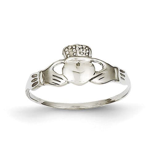 Gold Classics&#40;tm&#41; Thin 14kt. White Gold Claddagh Ring - image 