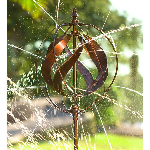 Evergreen Weathered Copper Sphere Hydro Wind Spinner - image 