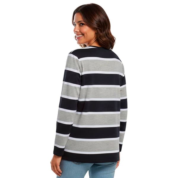 Petite Hasting & Smith Long Sleeve Rugby Stripe V Neck Tee