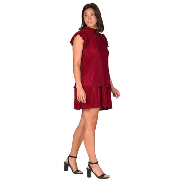 Womens 24/7 Comfort Apparel Pleated Tiered Mini Dress