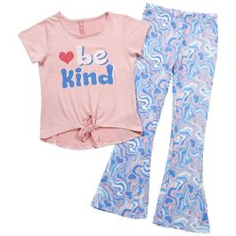 Girls &#40;7-16&#41; Dream Star Short Sleeve Tie Front Be Kind Flare Set