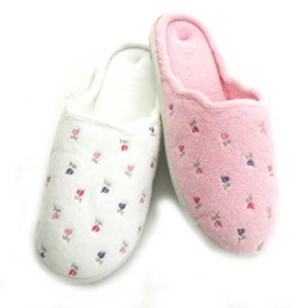Womens Isotoner Embroidered Terry Slip On Slippers - image 