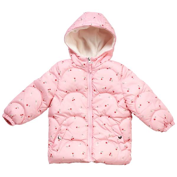 Baby Girl (12-24M) Pink Platinum Cherry Print Puffer Coat - image 