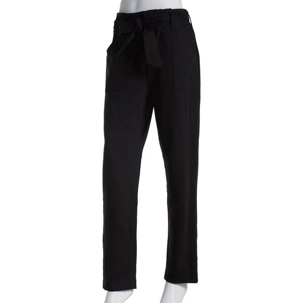 Juniors Leighton Solid Ponte Paperbag Casual Pants with Sash - image 