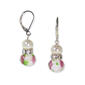 1928 Silver-Tone Faux Pearl Pink & Green Beaded Earrings - image 1
