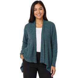 Womens Cure Open Front w/Shoulder Buttons Solid Cardigan