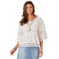 Womens Democracy Bell Sleeve Scoop Double Flounce Embroidered Top - image 1