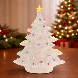 Melrose Lighted Ceramic Christmas Tree with Multicolor Bulbs