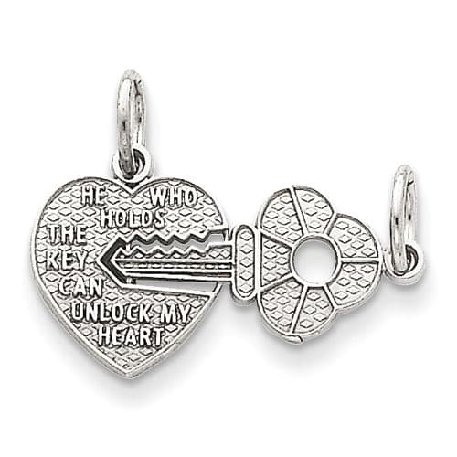 Gold Classics(tm) 14kt. White Gold Key/Heart Pendants - image 