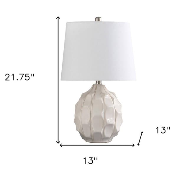 HomeRoots 22in. Cream Ceramic Faceted Table Lamp