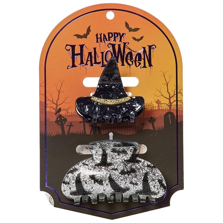 Womens Happy Halloween 2pk. Hat Claw Clips