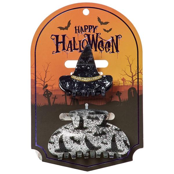 Womens Happy Halloween 2pk. Hat Claw Clips - image 