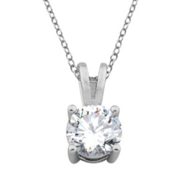 Sterling Silver Cubic Zirconia Pendant Necklace - image 