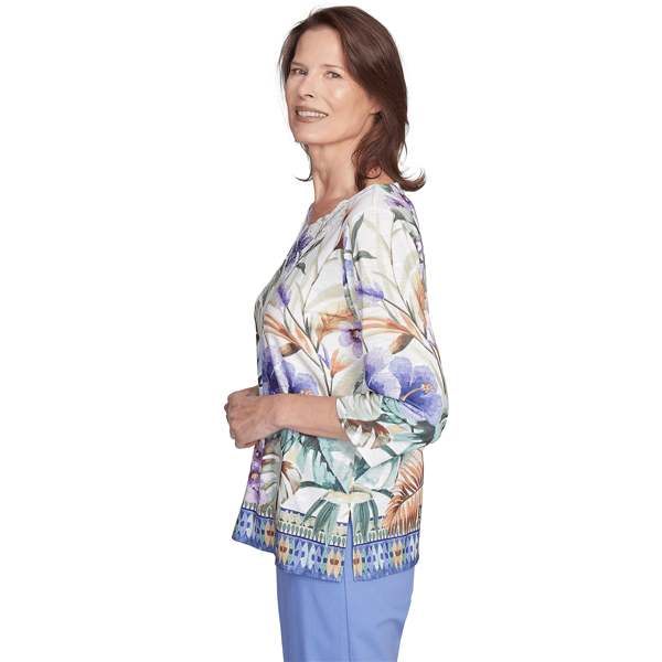 Womens Alfred Dunner Santa Fe Tropical Floral Border Blouse
