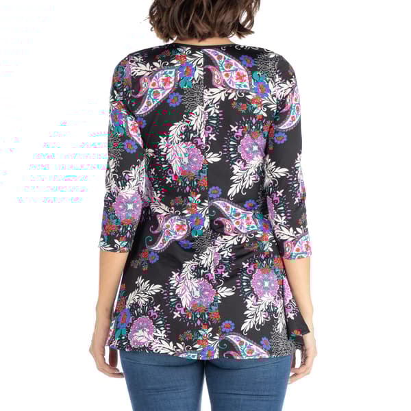Womens 24/7 Comfort Apparel Paisley 3/4 Sleeve Tunic
