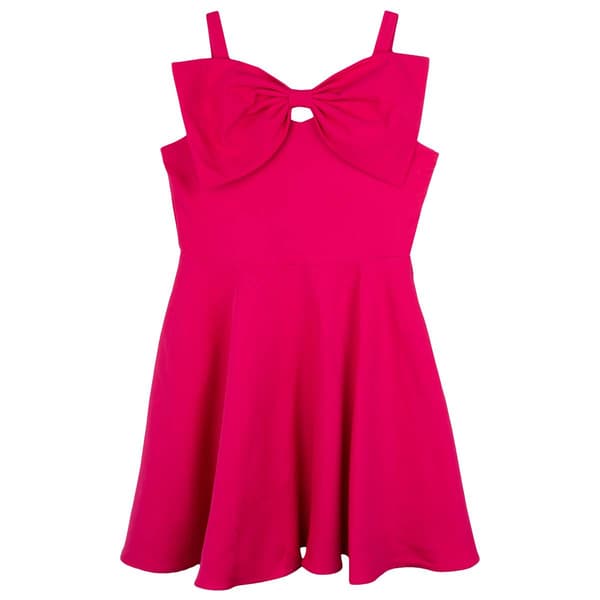Girls &#40;7-16&#41; Rare Editions Laguna Scuba Large Bow Skater Dress
