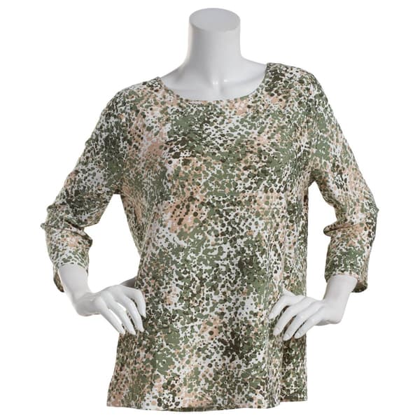 Plus Size Emily Daniels 3/4 Sleeve Print Jacquard Knit Tunic Top
