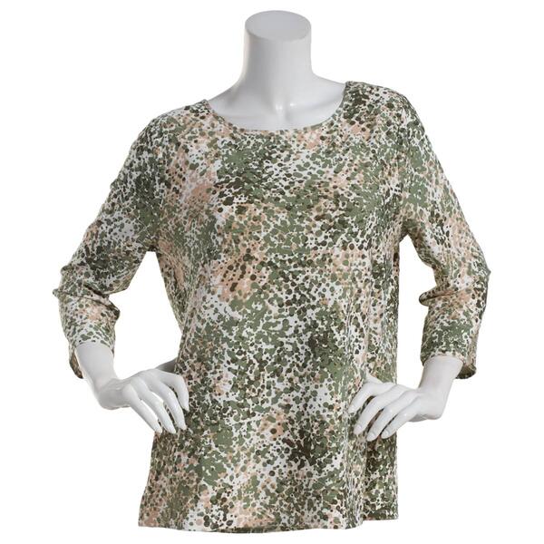 Plus Size Emily Daniels 3/4 Sleeve Print Jacquard Knit Tunic Top - image 