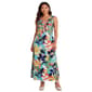 Womens Nina Leonard Sleeveless Tie Neck Tropical Leaf Midi Dress - image 1