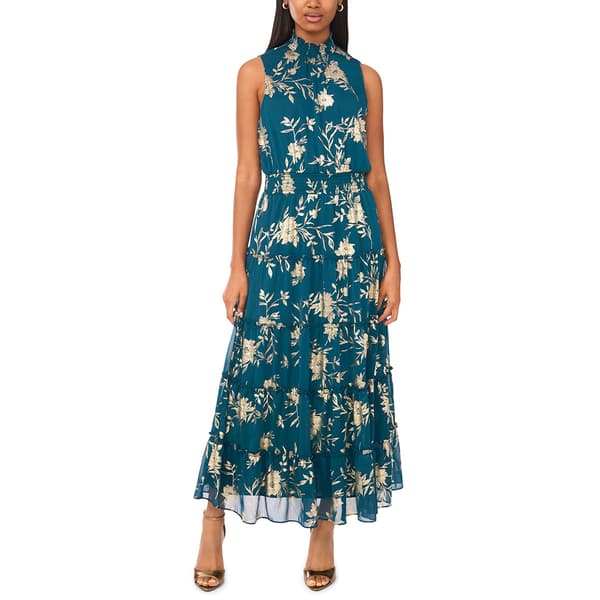 Petite MSK Sleeveless Mock Neck Foil Print Tier Maxi Dress - image 